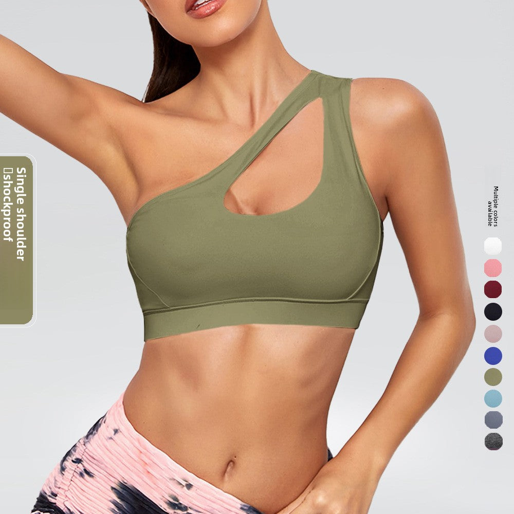 One-Shoulder Sports Bra Fitness Yoga Quick-Dry Top