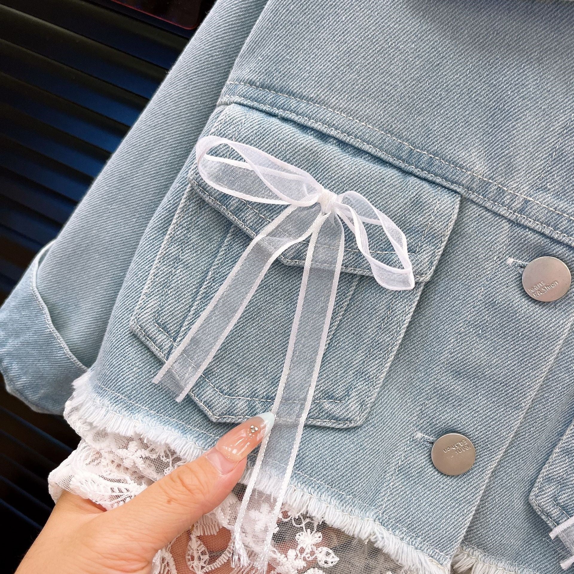 Girls Denim Lace Jacket and Jeans Set