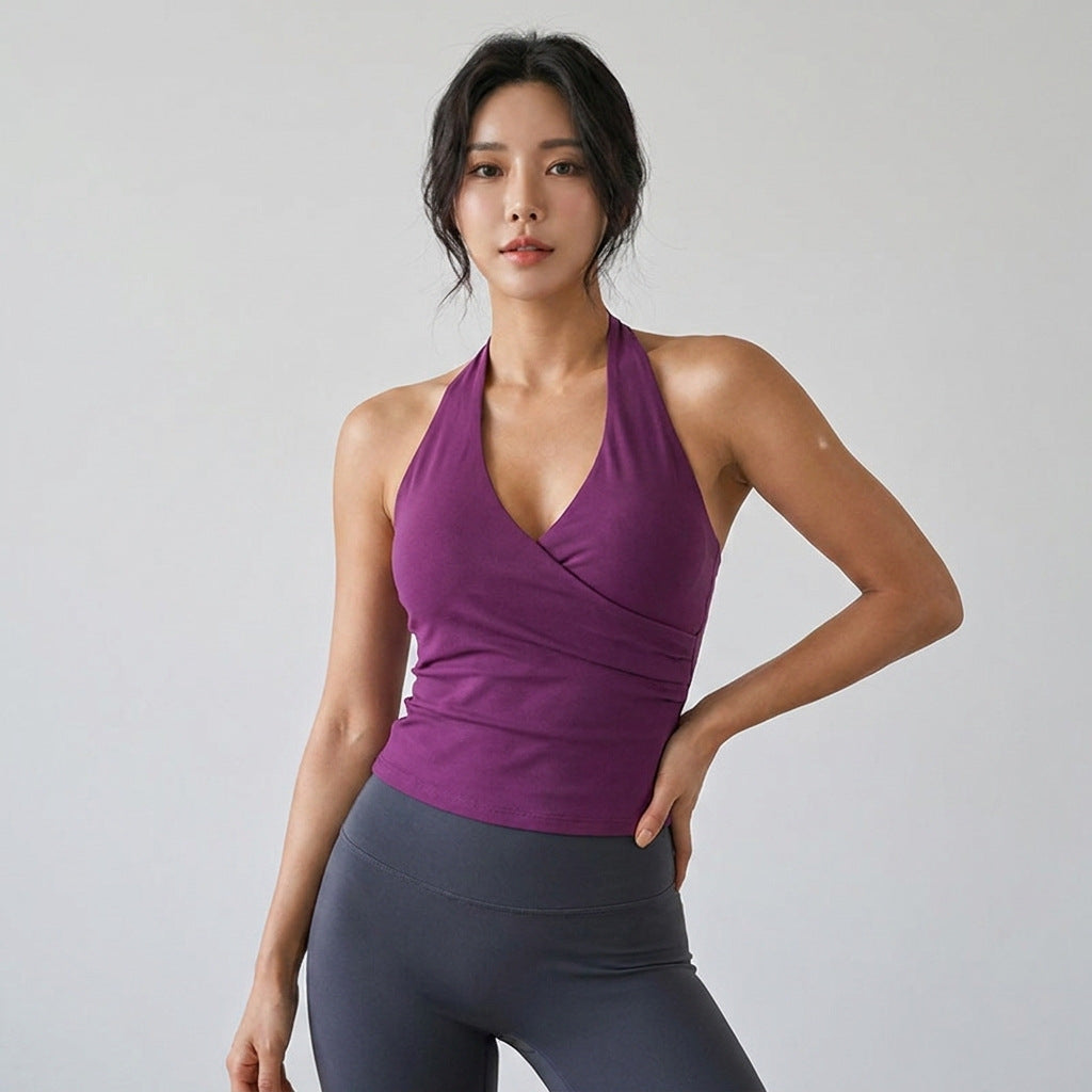 Cross Halter Sports Vest with Chest Pads
