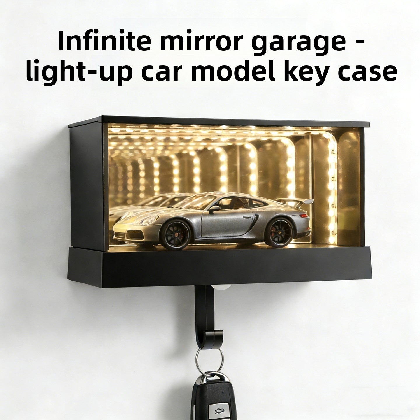 Mirror Infinity Garage Key Holder with Sensor Light
