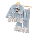 Girls Denim Lace Jacket and Jeans Set