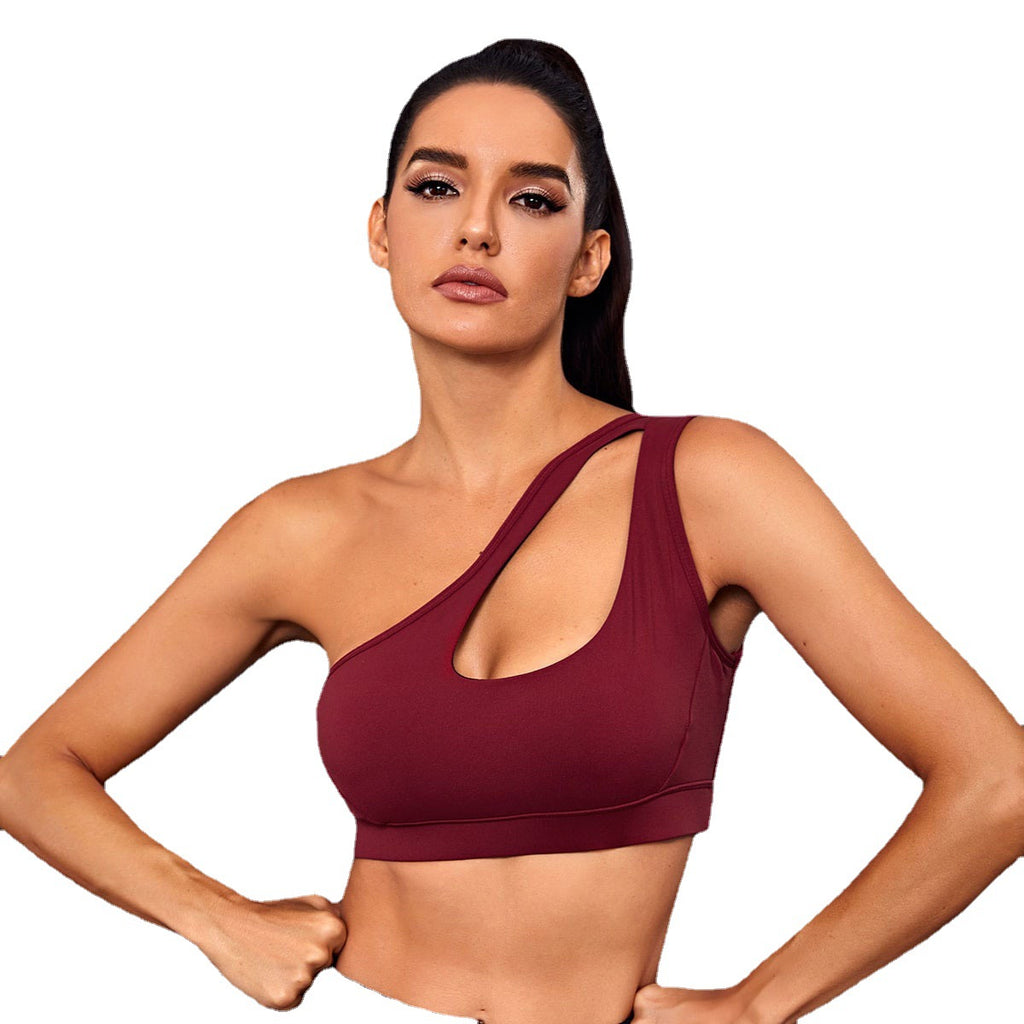 One-Shoulder Sports Bra Fitness Yoga Quick-Dry Top